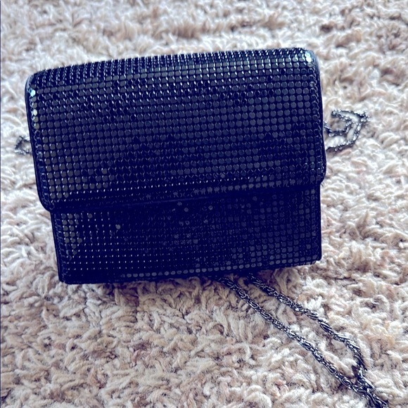 Sleek Black Textured Clutch with Wristlet - Picture 1 of 6